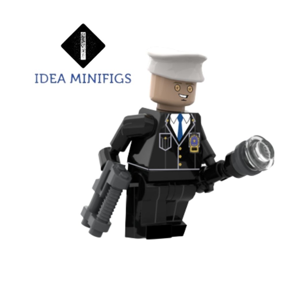 City Police Patrolman Officer w Accessories - Custom UV Print on Lego Minifigure
